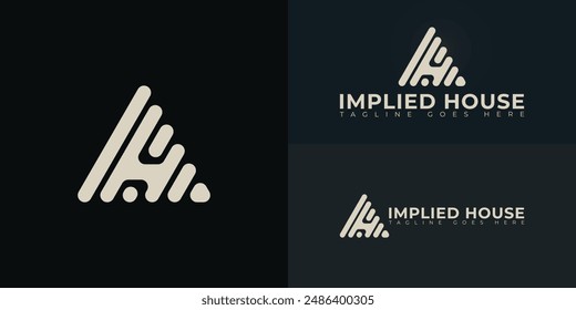 Abstract initial triangle letter IH or HI logo in gold color isolated on multiple background colors. The logo is suitable for real estate and property logo vector design illustration inspiration