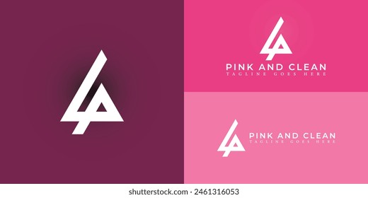 Abstract initial triangle letter LP or PL logo in white color isolated on multiple pink background colors. The logo is suitable for beauty and fashion brand logo design inspiration templates.