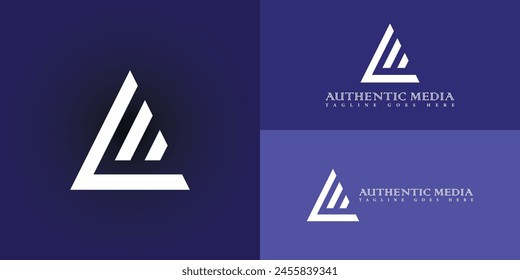 Abstractas triángulo inicial letra AM o MA logotipo en color blanco aislado en múltiples colores de fondo. El logotipo es adecuado para las Plantillas de inspiración de diseño de logotipo de la compañía de publicidad en redes sociales.