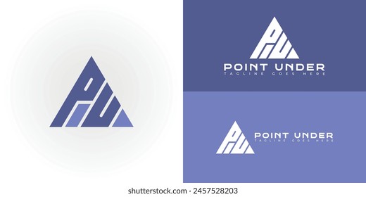 Abstract initial triangle letter PU or UP logo in sporty purple color isolated on multiple background colors. The logo is suitable for aport apparel brand icon logo design inspiration templates.