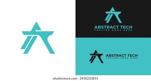 Abstract initial triangle letter AT or TA logo in blue color isolated on multiple background colors. The logo is suitable for technology consulting services logo icons to design inspiration templates.