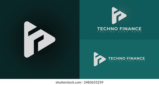 Abstract initial triangle letter TF or FT logo in white color isolated on multiple background colors. The logo is suitable for financial technology logo vector design illustration inspiration template