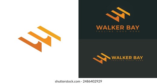 Abstract initial triangle letter WB or BW logo in orange color isolated on multiple background colors. The logo is suitable for outdoor adventure vehicle logo vector design illustration inspiration