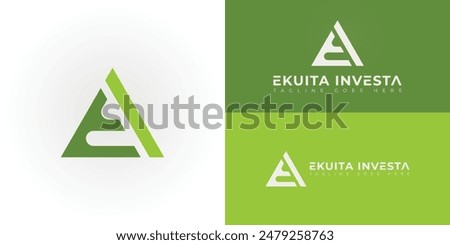 Abstract initial triangle letters EI or IE logo in green color isolated on multiple background colors. The logo is suitable for real estate investment company logo design illustration