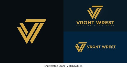 Abstract initial triangles letter VW or WV logo in gold color isolated on multiple background colors. The logo is suitable for real estate company logo vector design illustration inspiration templates