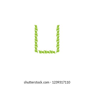 Abstract Initial U Green Leaf Organic Unique Logotype