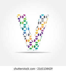 Abstract initial V alphabet logo element. Colorful V logo design template
