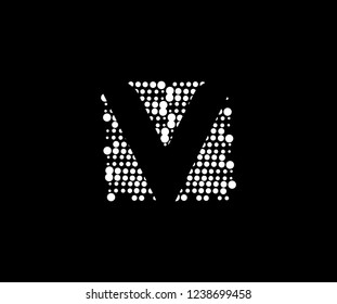 Abstract Initial V Letter Silhouette Square Dots Logotype