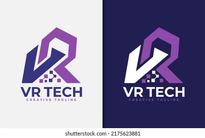 Abstract Initial V R Combination Logo Design with Modern Style Concept. 