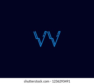 Abstract Initial VV Letter with Flat Linear Neon Style Retro Logotype