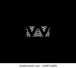 Abstract Initial VV Letter Silhouette Square Dots Logotype