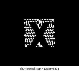 Abstract Initial X Letter Silhouette Square Dots Logotype