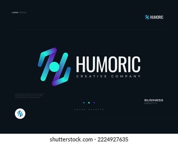 Abstract Initial ZH or HZ Logo Design in Colorful Gradient. Modern Letter H Logo or Icon Design with Technology Style