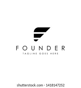 Abstract Initial/monogram F logo design template.- Vector