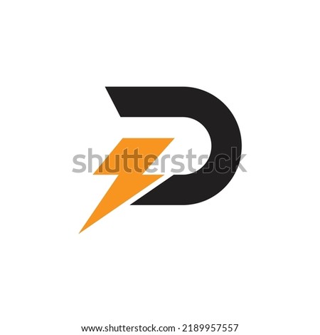 Abstract initials letter D logo electric energy illustration.