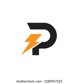 Abstrakte Initialen Buchstaben P Logo elektrische Energie Illustration.
