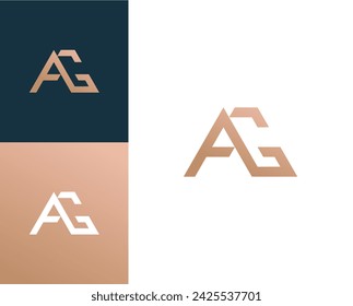 Abstrakte Initialen Buchstaben AG, GA in einem geometrischen Dreieck Logo Design Vektor
