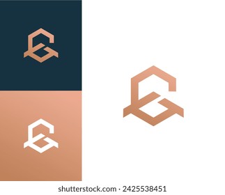 Letras iniciales AG, GA en forma geométrica hexágono logo diseño vector