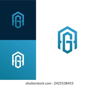 Letras iniciales AG, GA en forma geométrica hexágono logo diseño vector