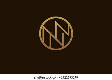 Abstract initials NNN logo, gold monogram rounded line style, usable for brand and business logos, flat design logo template element,vector illustration