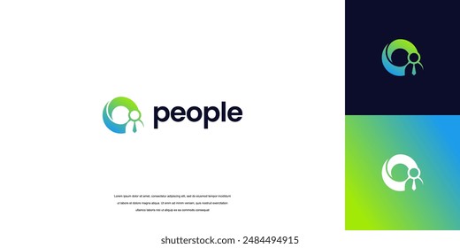 Abstract initials people logo. Geometric Shape letter O with Human Icon vector