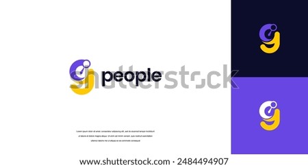 Abstract initials people logo. Geometric Shape letter G with Human Icon vector