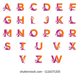 Abstract initials Technology, logo set