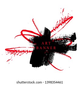 Abstract ink background. Calligraphy art style, Black and red paint stroke texture. for poster, card, banner, book, cover, brochure and web design. Grunge mud art. vector elements. 