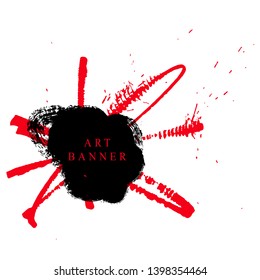 Abstract ink background. Calligraphy art style, Black and red paint stroke texture. for poster, card, banner, book, cover, brochure and web design. Grunge mud art. vector elements. 