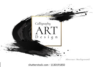 Abstract ink background. Chinese calligraphy art style, Black paint stroke texture on white paper. for poster, card, banner, book, cover, brochure and web design. Grunge mud art. vector elements.