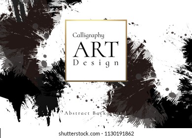 Abstract ink background. Chinese calligraphy art style, Black paint stroke texture on white paper. for poster, card, banner, book, cover, brochure and web design. Grunge mud art. vector elements.