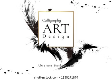 Abstract ink background. Chinese calligraphy art style, Black paint stroke texture on white paper. for poster, card, banner, book, cover, brochure and web design. Grunge mud art. vector elements.