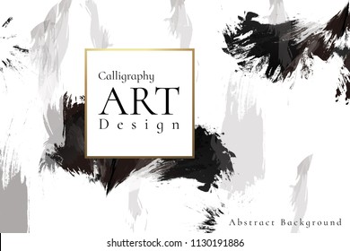 Abstract ink background. Chinese calligraphy art style, Black paint stroke texture on white paper. for poster, card, banner, book, cover, brochure and web design. Grunge mud art. vector elements.