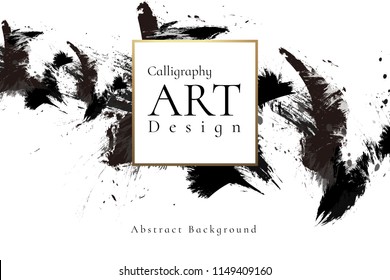 Abstract ink background. Chinese calligraphy art style, Black paint stroke texture on white paper. for poster, card, banner, book, cover, brochure and web design. Grunge mud art. vector elements.
