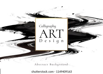 Abstract ink background. Chinese calligraphy art style, Black paint stroke texture on white paper. for poster, card, banner, book, cover, brochure and web design. Grunge mud art. vector elements.