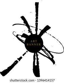 Abstract ink background. Chinese calligraphy art style, Black and luxury gold paint stroke texture. for poster, card, banner, book, cover, brochure and web design. Grunge mud art. vector elements. 