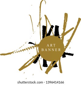 Abstract ink background. Chinese calligraphy art style, Black and luxury gold paint stroke texture. for poster, card, banner, book, cover, brochure and web design. Grunge mud art. vector elements. 