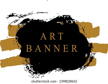 Abstract ink background. Chinese calligraphy art style, Black and luxury gold paint stroke texture. for poster, card, banner, book, cover, brochure and web design. Grunge mud art. vector elements. 
