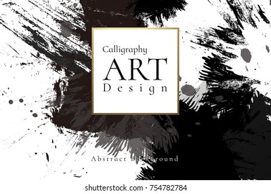 Abstract ink background. Chinese calligraphy art style, Black paint stroke texture on white paper. for poster, card, banner, book, cover, brochure and web design. Grunge mud art. vector elements.
