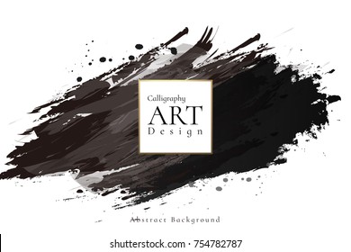 Abstract ink background. Chinese calligraphy art style, Black paint stroke texture on white paper. for poster, card, banner, book, cover, brochure and web design. Grunge mud art. vector elements.