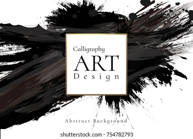 Abstract ink background. Chinese calligraphy art style, Black paint stroke texture on white paper. for poster, card, banner, book, cover, brochure and web design. Grunge mud art. vector elements.