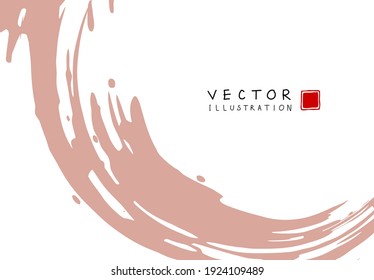 Abstract ink background. Chinese japanese calligraphy art style, brown paint stroke texture on white paper. Design for poster, card, banner, book, cover, brochure and web design. Vector illustration.