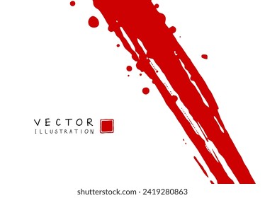 Abstract ink background. Chinese japanese calligraphy art style, Red paint stroke texture on white paper. Design for poster, card, banner, book, cover, brochure and web design. Vector illustration.