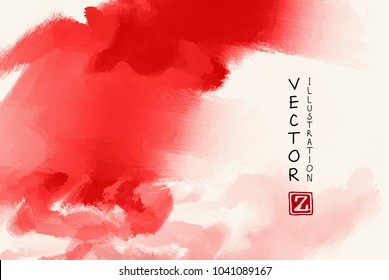 Abstract ink background. Japanese style. Red, blood, white ink in water. Vector illustration