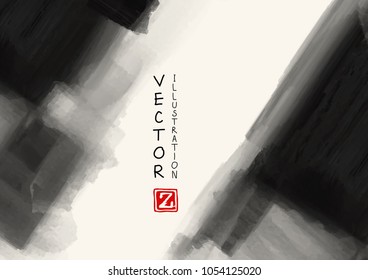 Abstract ink background. Japanese style. Black, white ink in water. Vector illustration
