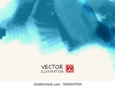 Abstract ink background. Japanese style. Blue, sky, white ink in water. Vector illustration