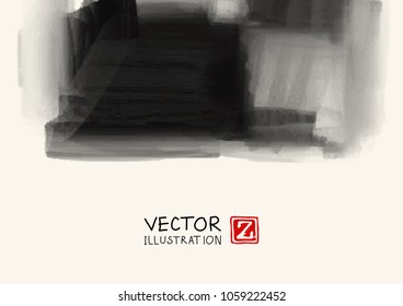 Abstract ink background. Japanese style. Black, white ink in water. Vector illustration