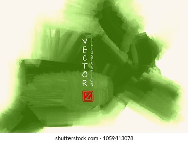 Abstract ink background. Japanese style. Green, white ink on white. Vector illustration