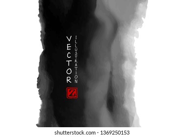 Abstract ink background. Japanese style. Black  ink watercolor. Vector illustration.