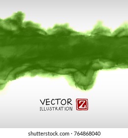 Abstract ink background. Japanese style. Green, grass, white ink in water. Vector illustration.